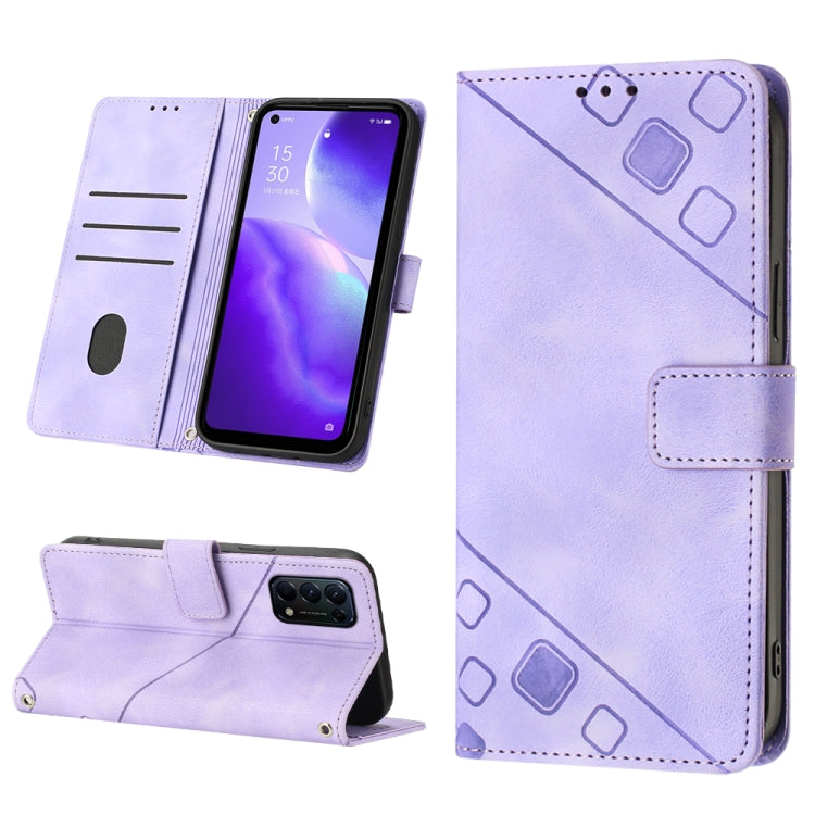 Skin-feel Embossed Leather Phone Case, For Realme 6, For Realme 6 Pro, For OPPO Reno5 A, For OPPO Reno9 Pro+, For OPPO Reno4, For OPPO Reno5 4G / Reno5 5G, For OPPO Reno6 4G, For OPPO Reno8 T 5G/A1 Pro 5G Global