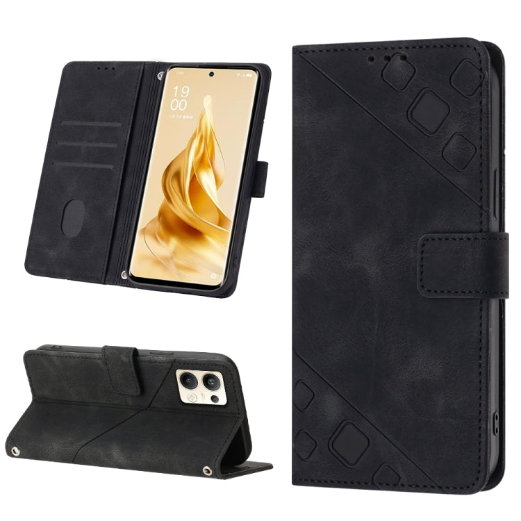 Skin-feel Embossed Leather Phone Case, For Realme 6, For Realme 6 Pro, For OPPO Reno5 A, For OPPO Reno9 Pro+, For OPPO Reno4, For OPPO Reno5 4G / Reno5 5G, For OPPO Reno6 4G, For OPPO Reno8 T 5G/A1 Pro 5G Global