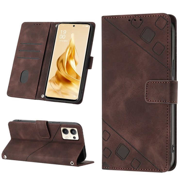 Skin-feel Embossed Leather Phone Case, For Realme 6, For Realme 6 Pro, For OPPO Reno5 A, For OPPO Reno9 Pro+, For OPPO Reno4, For OPPO Reno5 4G / Reno5 5G, For OPPO Reno6 4G, For OPPO Reno8 T 5G/A1 Pro 5G Global