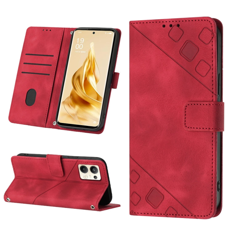 Skin-feel Embossed Leather Phone Case, For Realme 6, For Realme 6 Pro, For OPPO Reno5 A, For OPPO Reno9 Pro+, For OPPO Reno4, For OPPO Reno5 4G / Reno5 5G, For OPPO Reno6 4G, For OPPO Reno8 T 5G/A1 Pro 5G Global