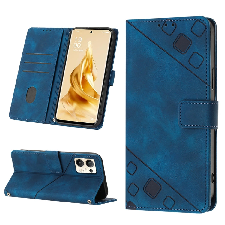 Skin-feel Embossed Leather Phone Case, For Realme 6, For Realme 6 Pro, For OPPO Reno5 A, For OPPO Reno9 Pro+, For OPPO Reno4, For OPPO Reno5 4G / Reno5 5G, For OPPO Reno6 4G, For OPPO Reno8 T 5G/A1 Pro 5G Global