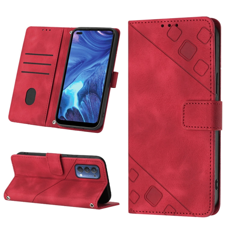 Skin-feel Embossed Leather Phone Case, For Realme 6, For Realme 6 Pro, For OPPO Reno5 A, For OPPO Reno9 Pro+, For OPPO Reno4, For OPPO Reno5 4G / Reno5 5G, For OPPO Reno6 4G, For OPPO Reno8 T 5G/A1 Pro 5G Global