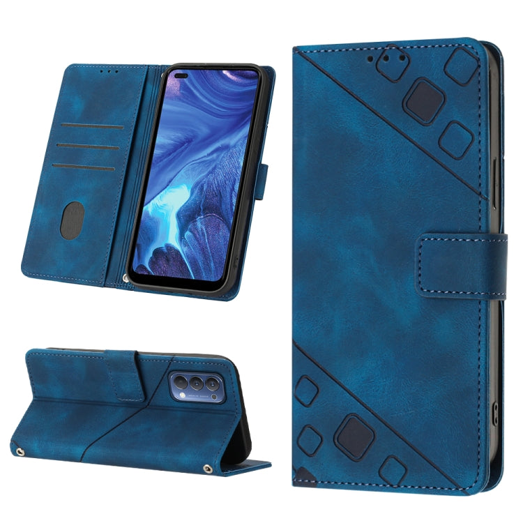 Skin-feel Embossed Leather Phone Case, For Realme 6, For Realme 6 Pro, For OPPO Reno5 A, For OPPO Reno9 Pro+, For OPPO Reno4, For OPPO Reno5 4G / Reno5 5G, For OPPO Reno6 4G, For OPPO Reno8 T 5G/A1 Pro 5G Global