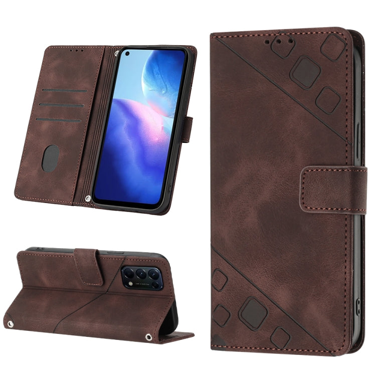 Skin-feel Embossed Leather Phone Case, For Realme 6, For Realme 6 Pro, For OPPO Reno5 A, For OPPO Reno9 Pro+, For OPPO Reno4, For OPPO Reno5 4G / Reno5 5G, For OPPO Reno6 4G, For OPPO Reno8 T 5G/A1 Pro 5G Global