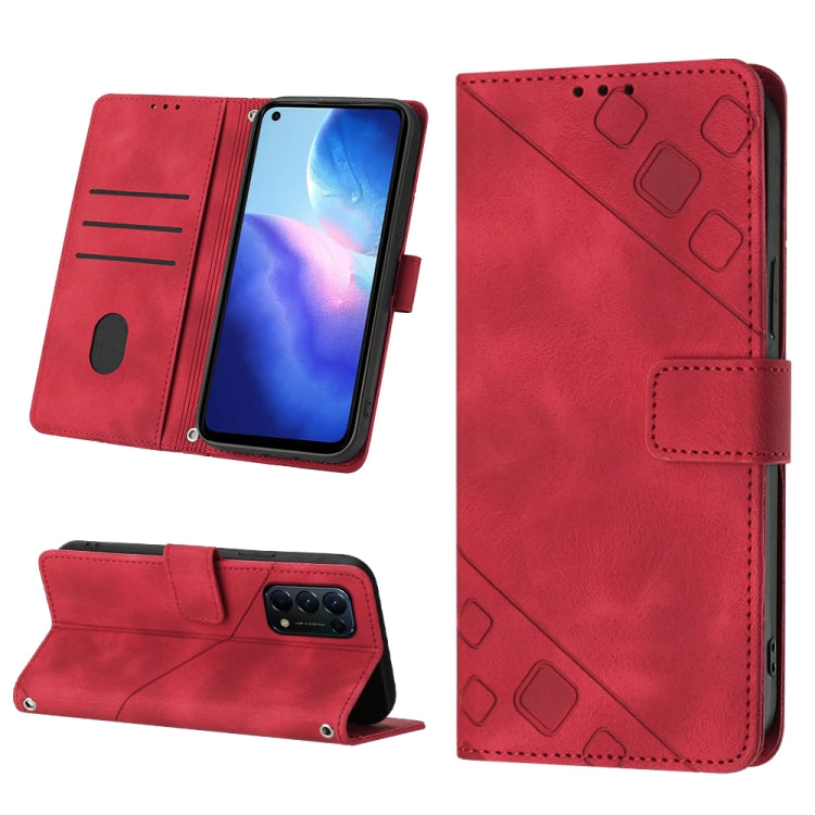 Skin-feel Embossed Leather Phone Case, For Realme 6, For Realme 6 Pro, For OPPO Reno5 A, For OPPO Reno9 Pro+, For OPPO Reno4, For OPPO Reno5 4G / Reno5 5G, For OPPO Reno6 4G, For OPPO Reno8 T 5G/A1 Pro 5G Global
