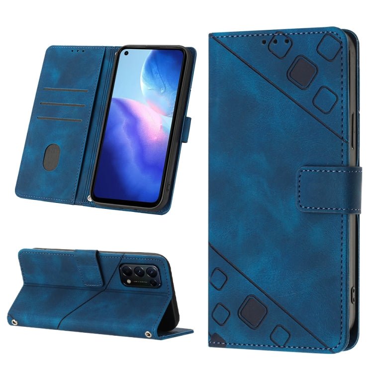 Skin-feel Embossed Leather Phone Case, For Realme 6, For Realme 6 Pro, For OPPO Reno5 A, For OPPO Reno9 Pro+, For OPPO Reno4, For OPPO Reno5 4G / Reno5 5G, For OPPO Reno6 4G, For OPPO Reno8 T 5G/A1 Pro 5G Global