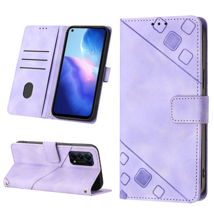 Skin-feel Embossed Leather Phone Case, For Realme 6, For Realme 6 Pro, For OPPO Reno5 A, For OPPO Reno9 Pro+, For OPPO Reno4, For OPPO Reno5 4G / Reno5 5G, For OPPO Reno6 4G, For OPPO Reno8 T 5G/A1 Pro 5G Global