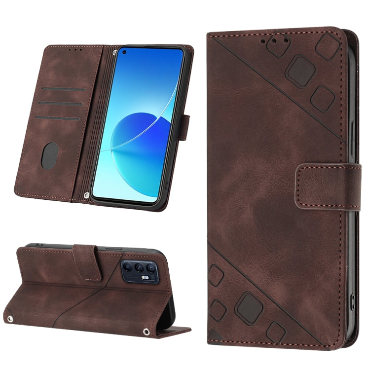 Skin-feel Embossed Leather Phone Case, For Realme 6, For Realme 6 Pro, For OPPO Reno5 A, For OPPO Reno9 Pro+, For OPPO Reno4, For OPPO Reno5 4G / Reno5 5G, For OPPO Reno6 4G, For OPPO Reno8 T 5G/A1 Pro 5G Global