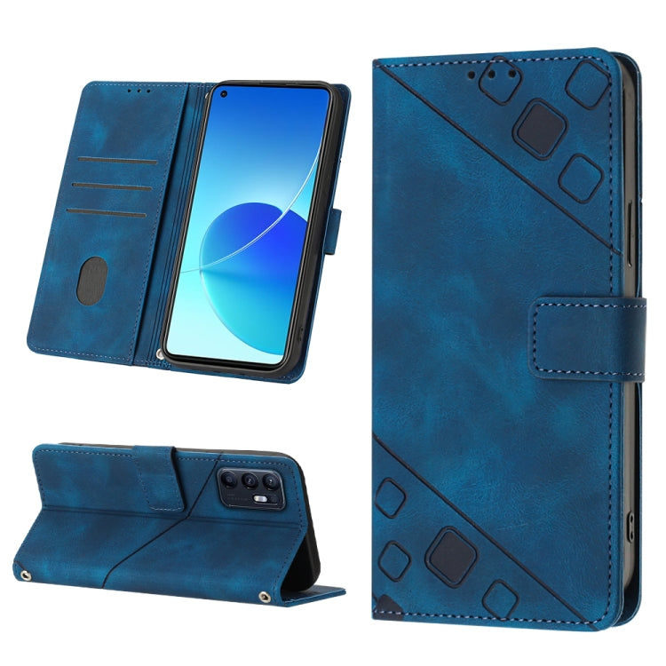 Skin-feel Embossed Leather Phone Case, For Realme 6, For Realme 6 Pro, For OPPO Reno5 A, For OPPO Reno9 Pro+, For OPPO Reno4, For OPPO Reno5 4G / Reno5 5G, For OPPO Reno6 4G, For OPPO Reno8 T 5G/A1 Pro 5G Global
