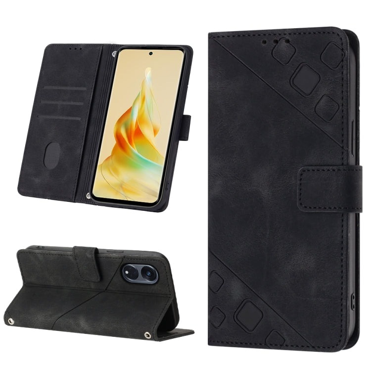 Skin-feel Embossed Leather Phone Case, For Realme 6, For Realme 6 Pro, For OPPO Reno5 A, For OPPO Reno9 Pro+, For OPPO Reno4, For OPPO Reno5 4G / Reno5 5G, For OPPO Reno6 4G, For OPPO Reno8 T 5G/A1 Pro 5G Global