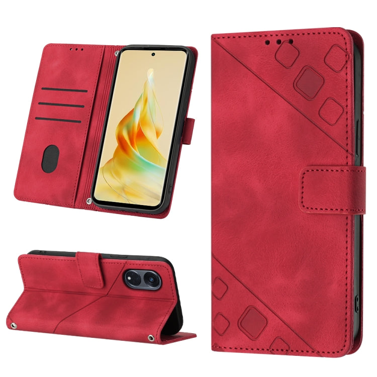 Skin-feel Embossed Leather Phone Case, For Realme 6, For Realme 6 Pro, For OPPO Reno5 A, For OPPO Reno9 Pro+, For OPPO Reno4, For OPPO Reno5 4G / Reno5 5G, For OPPO Reno6 4G, For OPPO Reno8 T 5G/A1 Pro 5G Global