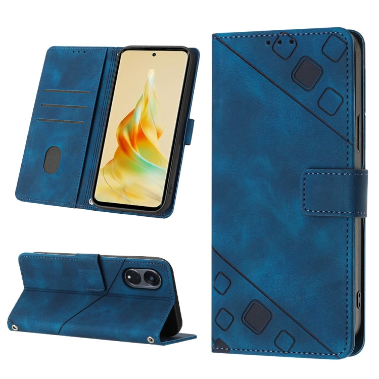 Skin-feel Embossed Leather Phone Case, For Realme 6, For Realme 6 Pro, For OPPO Reno5 A, For OPPO Reno9 Pro+, For OPPO Reno4, For OPPO Reno5 4G / Reno5 5G, For OPPO Reno6 4G, For OPPO Reno8 T 5G/A1 Pro 5G Global