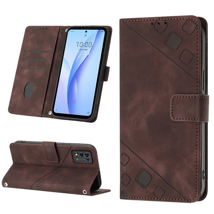 Skin-feel Embossed Leather Phone Case, For ZTE Libero 5G III