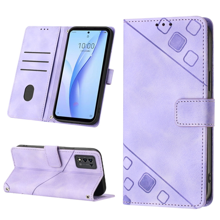 Skin-feel Embossed Leather Phone Case, For ZTE Libero 5G III