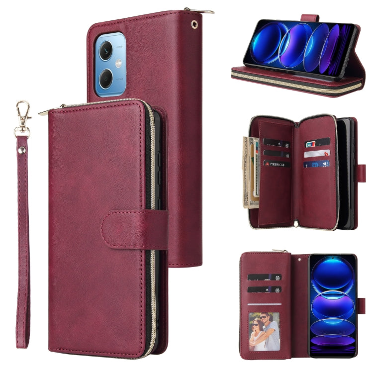 9 Card Slots Zipper Wallet Bag Leather Phone Case, For Samsung Galaxy A34, For Samsung Galaxy A54, For Xiaomi Redmi Note 12 5G Global / Poco X5, For Xiaomi Redmi Note 12 Pro 5G Speed / Note 12 Pro 5G Global / Poco X5 Pro                                ...