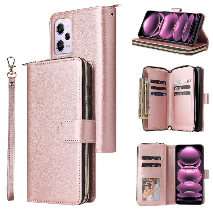 9 Card Slots Zipper Wallet Bag Leather Phone Case, For Samsung Galaxy A34, For Samsung Galaxy A54, For Xiaomi Redmi Note 12 5G Global / Poco X5, For Xiaomi Redmi Note 12 Pro 5G Speed / Note 12 Pro 5G Global / Poco X5 Pro                                ...