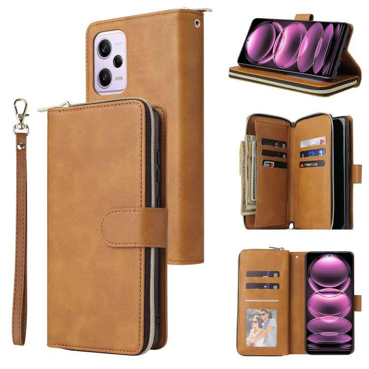 9 Card Slots Zipper Wallet Bag Leather Phone Case, For Samsung Galaxy A34, For Samsung Galaxy A54, For Xiaomi Redmi Note 12 5G Global / Poco X5, For Xiaomi Redmi Note 12 Pro 5G Speed / Note 12 Pro 5G Global / Poco X5 Pro                                ...