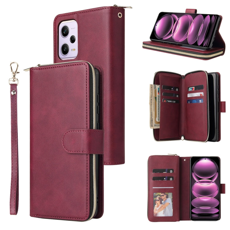 9 Card Slots Zipper Wallet Bag Leather Phone Case, For Samsung Galaxy A34, For Samsung Galaxy A54, For Xiaomi Redmi Note 12 5G Global / Poco X5, For Xiaomi Redmi Note 12 Pro 5G Speed / Note 12 Pro 5G Global / Poco X5 Pro                                ...