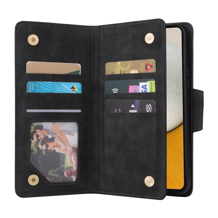 Rivet Buckle 9 Cards Three Fold Leather Phone Case, For Samsung Galaxy A34, For Samsung Galaxy A54, For Xiaomi Redmi Note 12 5G Global / Poco X5, For Xiaomi Redmi Note 12 Pro 5G Speed / Note 12 Pro 5G Global / Poco X5 Pro                               ...