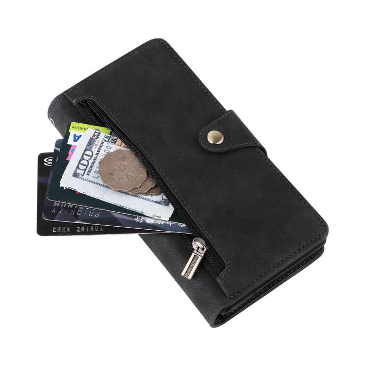 Rivet Buckle 9 Cards Three Fold Leather Phone Case, For Samsung Galaxy A34, For Samsung Galaxy A54, For Xiaomi Redmi Note 12 5G Global / Poco X5, For Xiaomi Redmi Note 12 Pro 5G Speed / Note 12 Pro 5G Global / Poco X5 Pro                               ...