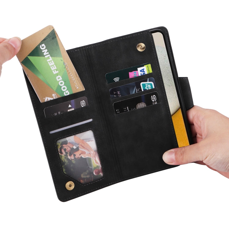 Rivet Buckle 9 Cards Three Fold Leather Phone Case, For Samsung Galaxy A34, For Samsung Galaxy A54, For Xiaomi Redmi Note 12 5G Global / Poco X5, For Xiaomi Redmi Note 12 Pro 5G Speed / Note 12 Pro 5G Global / Poco X5 Pro                               ...
