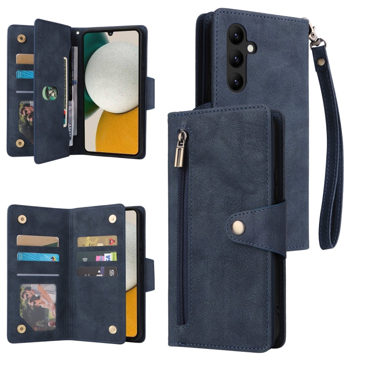 Rivet Buckle 9 Cards Three Fold Leather Phone Case, For Samsung Galaxy A34, For Samsung Galaxy A54, For Xiaomi Redmi Note 12 5G Global / Poco X5, For Xiaomi Redmi Note 12 Pro 5G Speed / Note 12 Pro 5G Global / Poco X5 Pro                               ...