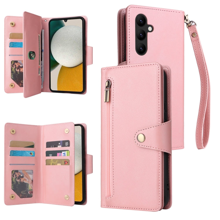 Rivet Buckle 9 Cards Three Fold Leather Phone Case, For Samsung Galaxy A34, For Samsung Galaxy A54, For Xiaomi Redmi Note 12 5G Global / Poco X5, For Xiaomi Redmi Note 12 Pro 5G Speed / Note 12 Pro 5G Global / Poco X5 Pro                               ...
