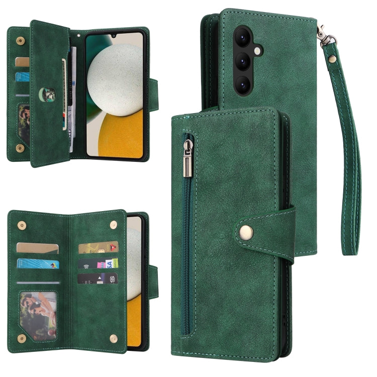 Rivet Buckle 9 Cards Three Fold Leather Phone Case, For Samsung Galaxy A34, For Samsung Galaxy A54, For Xiaomi Redmi Note 12 5G Global / Poco X5, For Xiaomi Redmi Note 12 Pro 5G Speed / Note 12 Pro 5G Global / Poco X5 Pro                               ...