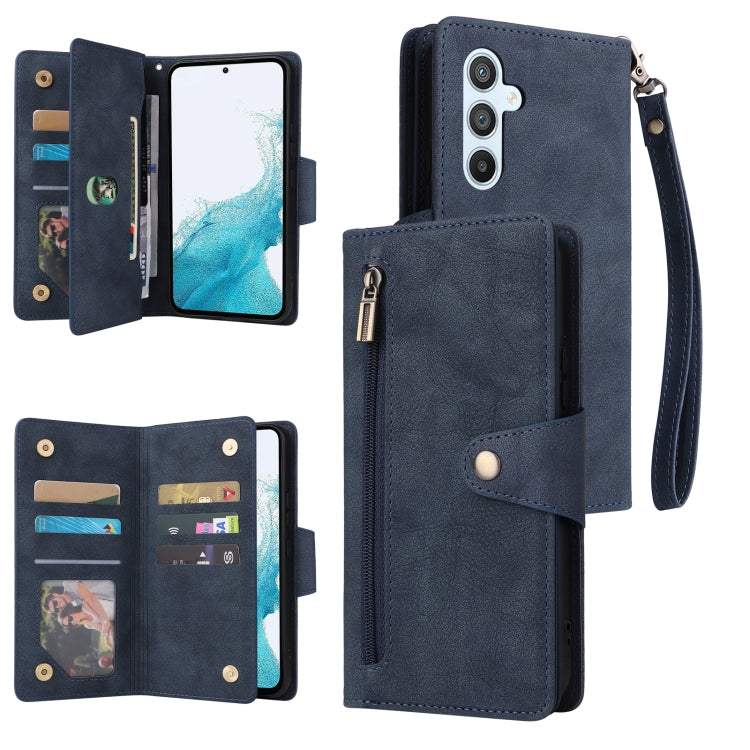 Rivet Buckle 9 Cards Three Fold Leather Phone Case, For Samsung Galaxy A34, For Samsung Galaxy A54, For Xiaomi Redmi Note 12 5G Global / Poco X5, For Xiaomi Redmi Note 12 Pro 5G Speed / Note 12 Pro 5G Global / Poco X5 Pro                               ...