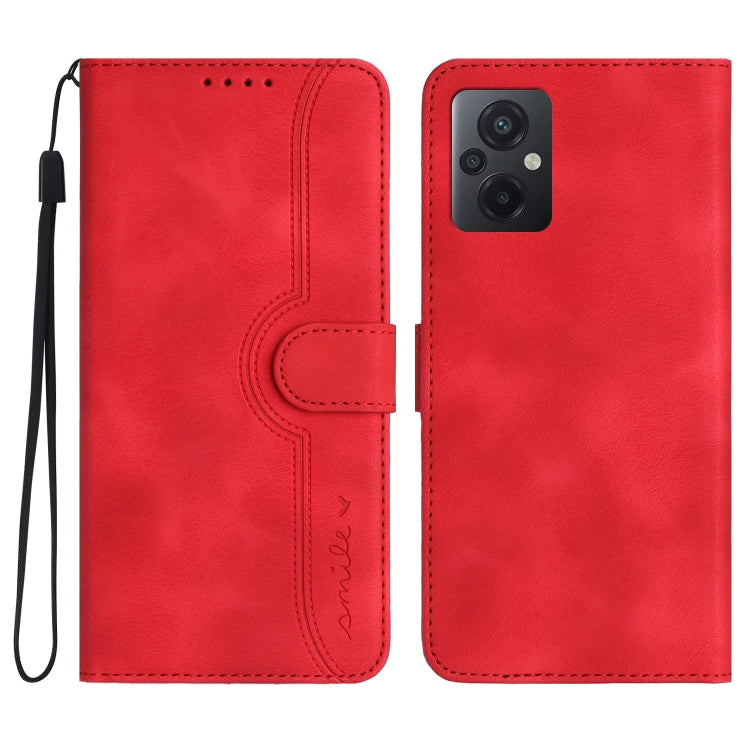 Heart Pattern Skin Feel Leather Phone Case, For Xiaomi Poco M5