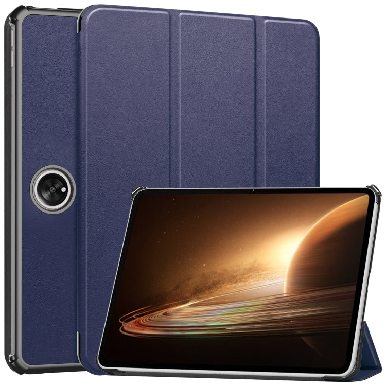 Custer Pure Color 3-Fold Holder Smart Leather Tablet Case, For OPPO Pad 2 11.6 inch