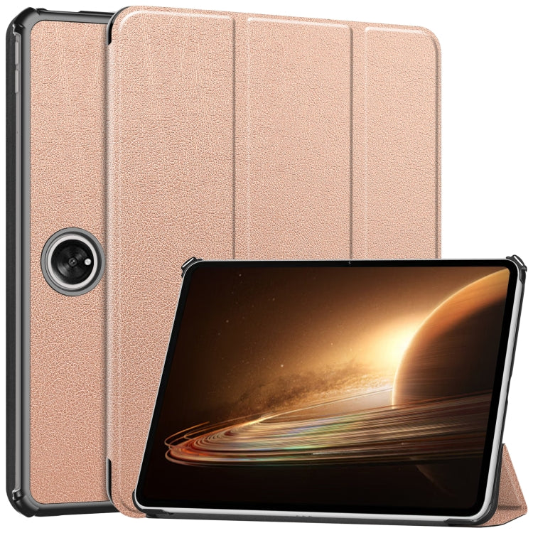 Custer Pure Color 3-Fold Holder Smart Leather Tablet Case, For OPPO Pad 2 11.6 inch