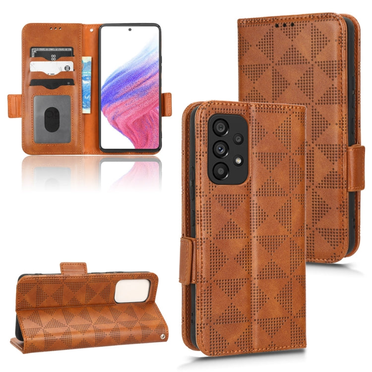 Symmetrical Triangle Leather Phone Case, For Samsung Galaxy A24 4G, For Samsung Galaxy A33 5G, For Samsung Galaxy A34 5G, For Samsung Galaxy A53 5G, For Samsung Galaxy A54 5G, For Samsung Galaxy M33 5G, For Samsung Galaxy M53 5G                        ...