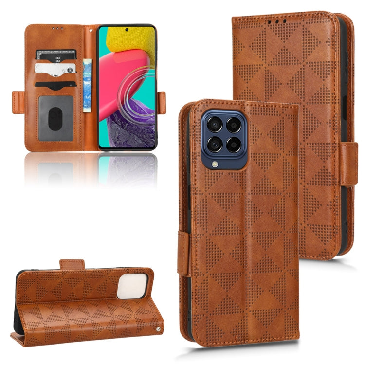 Symmetrical Triangle Leather Phone Case, For Samsung Galaxy A24 4G, For Samsung Galaxy A33 5G, For Samsung Galaxy A34 5G, For Samsung Galaxy A53 5G, For Samsung Galaxy A54 5G, For Samsung Galaxy M33 5G, For Samsung Galaxy M53 5G                        ...