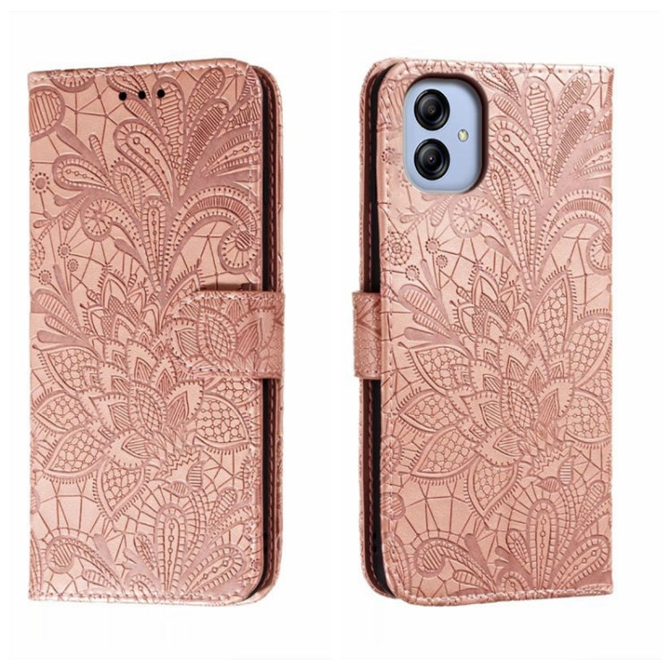 Lace Flower Embossing Flip Leather Phone Case, For Samsung Galaxy A04e, For Samsung Galaxy A14 4G, For Samsung Galaxy A24 5G, For Samsung Galaxy A34 5G, For Samsung Galaxy A54 5G, For Samsung Galaxy S23 5G, For Samsung Galaxy S23+ 5G                   ...