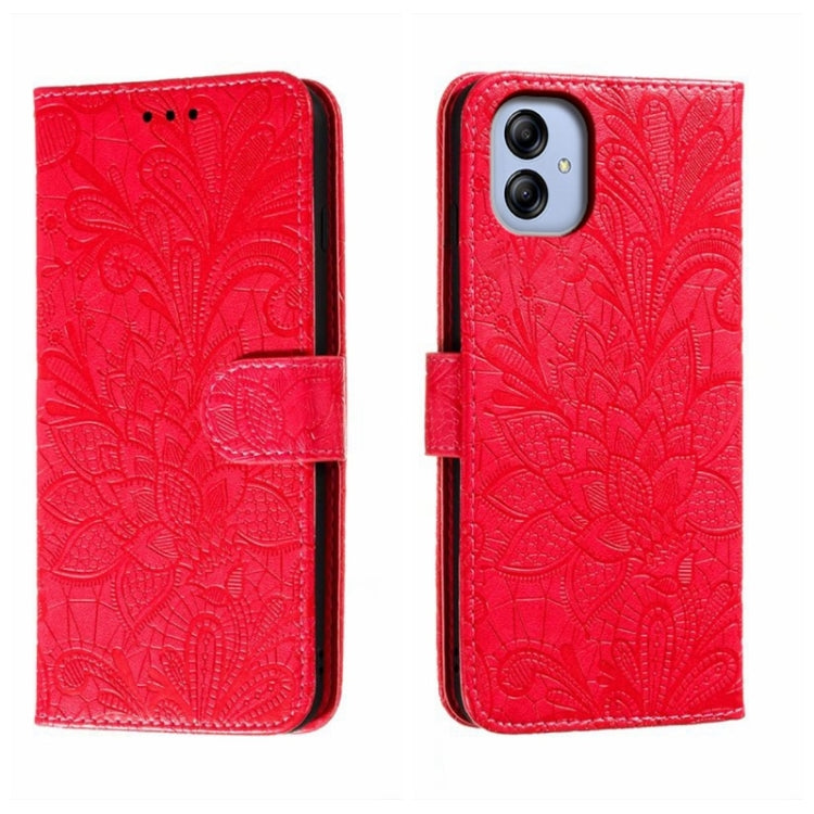 Lace Flower Embossing Flip Leather Phone Case, For Samsung Galaxy A04e, For Samsung Galaxy A14 4G, For Samsung Galaxy A24 5G, For Samsung Galaxy A34 5G, For Samsung Galaxy A54 5G, For Samsung Galaxy S23 5G, For Samsung Galaxy S23+ 5G                   ...