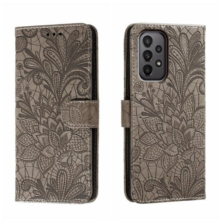 Lace Flower Embossing Flip Leather Phone Case, For Samsung Galaxy A04e, For Samsung Galaxy A14 4G, For Samsung Galaxy A24 5G, For Samsung Galaxy A34 5G, For Samsung Galaxy A54 5G, For Samsung Galaxy S23 5G, For Samsung Galaxy S23+ 5G                   ...