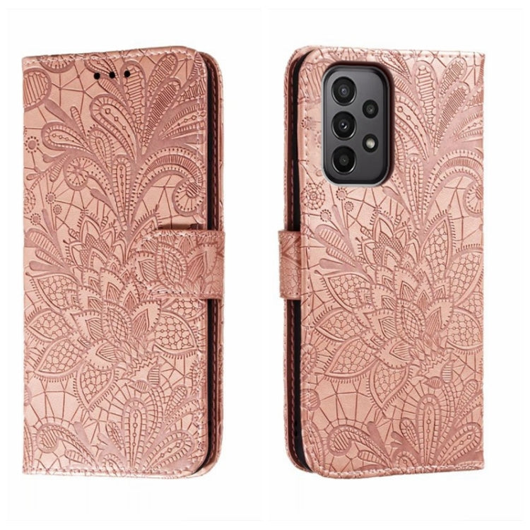 Lace Flower Embossing Flip Leather Phone Case, For Samsung Galaxy A04e, For Samsung Galaxy A14 4G, For Samsung Galaxy A24 5G, For Samsung Galaxy A34 5G, For Samsung Galaxy A54 5G, For Samsung Galaxy S23 5G, For Samsung Galaxy S23+ 5G                   ...