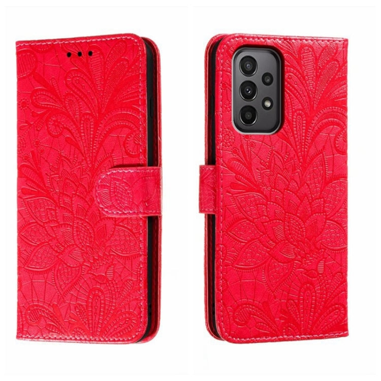 Lace Flower Embossing Flip Leather Phone Case, For Samsung Galaxy A04e, For Samsung Galaxy A14 4G, For Samsung Galaxy A24 5G, For Samsung Galaxy A34 5G, For Samsung Galaxy A54 5G, For Samsung Galaxy S23 5G, For Samsung Galaxy S23+ 5G                   ...