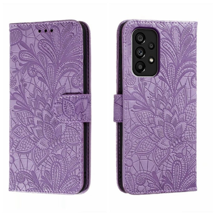 Lace Flower Embossing Flip Leather Phone Case, For Samsung Galaxy A04e, For Samsung Galaxy A14 4G, For Samsung Galaxy A24 5G, For Samsung Galaxy A34 5G, For Samsung Galaxy A54 5G, For Samsung Galaxy S23 5G, For Samsung Galaxy S23+ 5G                   ...