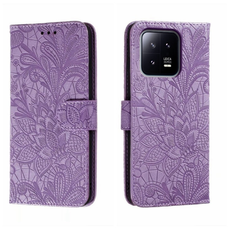 Lace Flower Embossing Flip Leather Phone Case, For Xiaomi 13, For Xiaomi Poco C40, For Xiaomi Poco M4 Pro