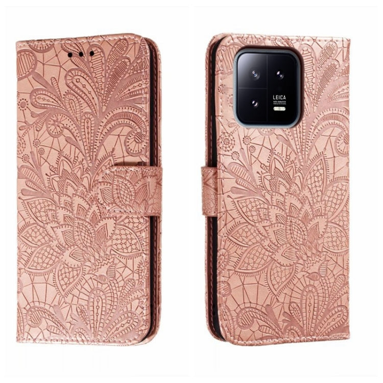 Lace Flower Embossing Flip Leather Phone Case, For Xiaomi 13, For Xiaomi Poco C40, For Xiaomi Poco M4 Pro
