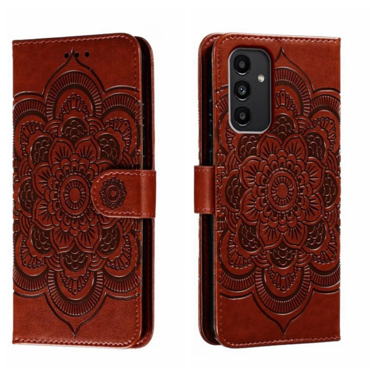 Sun Mandala Embossing Pattern Phone Leather Case, For Samsung Galaxy A04e, For Samsung Galaxy A14 4G, For Samsung Galaxy A24 5G, For Samsung Galaxy A34 5G, For Samsung Galaxy A54 5G, For Samsung Galaxy S23 5G