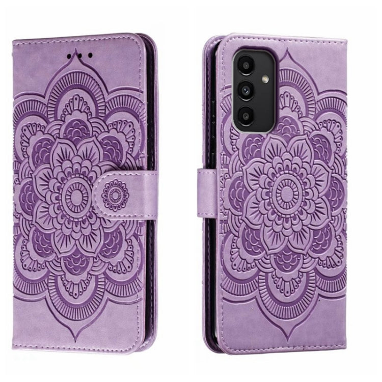 Sun Mandala Embossing Pattern Phone Leather Case, For Samsung Galaxy A04e, For Samsung Galaxy A14 4G, For Samsung Galaxy A24 5G, For Samsung Galaxy A34 5G, For Samsung Galaxy A54 5G, For Samsung Galaxy S23 5G