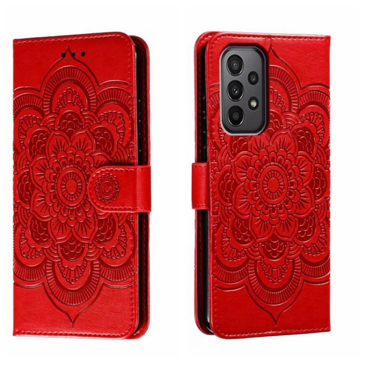 Sun Mandala Embossing Pattern Phone Leather Case, For Samsung Galaxy A04e, For Samsung Galaxy A14 4G, For Samsung Galaxy A24 5G, For Samsung Galaxy A34 5G, For Samsung Galaxy A54 5G, For Samsung Galaxy S23 5G