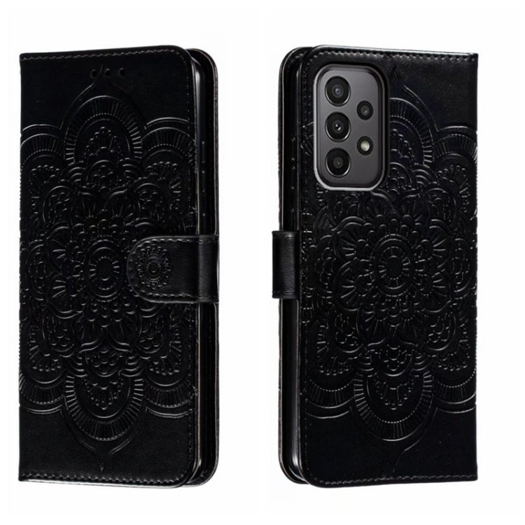 Sun Mandala Embossing Pattern Phone Leather Case, For Samsung Galaxy A04e, For Samsung Galaxy A14 4G, For Samsung Galaxy A24 5G, For Samsung Galaxy A34 5G, For Samsung Galaxy A54 5G, For Samsung Galaxy S23 5G