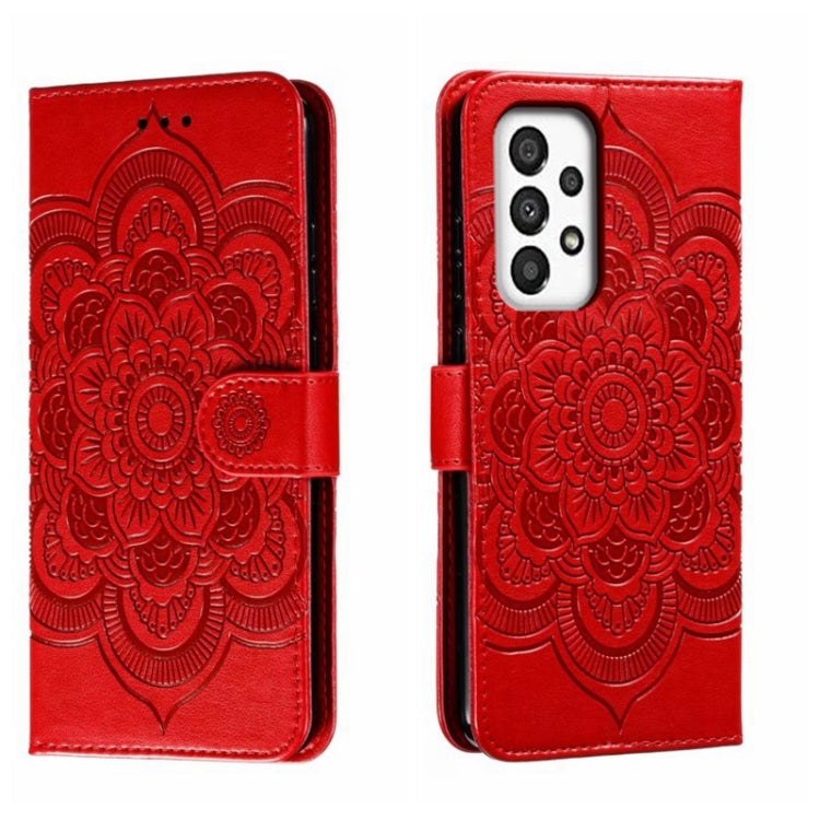 Sun Mandala Embossing Pattern Phone Leather Case, For Samsung Galaxy A04e, For Samsung Galaxy A14 4G, For Samsung Galaxy A24 5G, For Samsung Galaxy A34 5G, For Samsung Galaxy A54 5G, For Samsung Galaxy S23 5G