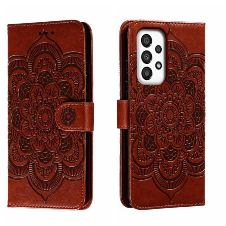 Sun Mandala Embossing Pattern Phone Leather Case, For Samsung Galaxy A04e, For Samsung Galaxy A14 4G, For Samsung Galaxy A24 5G, For Samsung Galaxy A34 5G, For Samsung Galaxy A54 5G, For Samsung Galaxy S23 5G