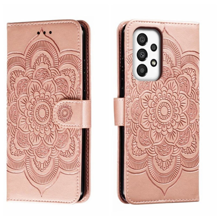 Sun Mandala Embossing Pattern Phone Leather Case, For Samsung Galaxy A04e, For Samsung Galaxy A14 4G, For Samsung Galaxy A24 5G, For Samsung Galaxy A34 5G, For Samsung Galaxy A54 5G, For Samsung Galaxy S23 5G