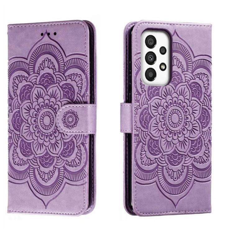 Sun Mandala Embossing Pattern Phone Leather Case, For Samsung Galaxy A04e, For Samsung Galaxy A14 4G, For Samsung Galaxy A24 5G, For Samsung Galaxy A34 5G, For Samsung Galaxy A54 5G, For Samsung Galaxy S23 5G